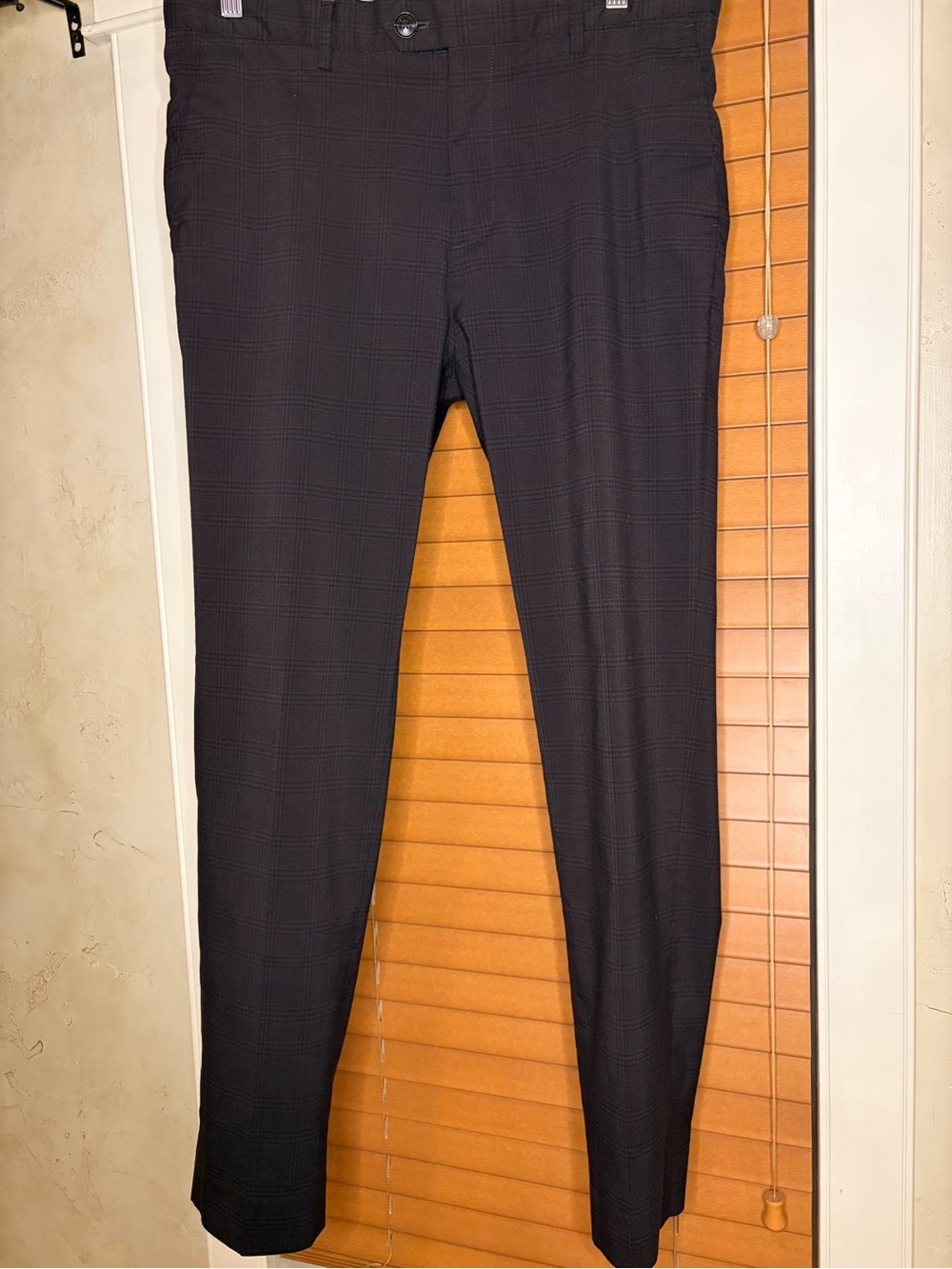 Scotch & Soda Men's Dark Charcoal Plaid Dress Pants